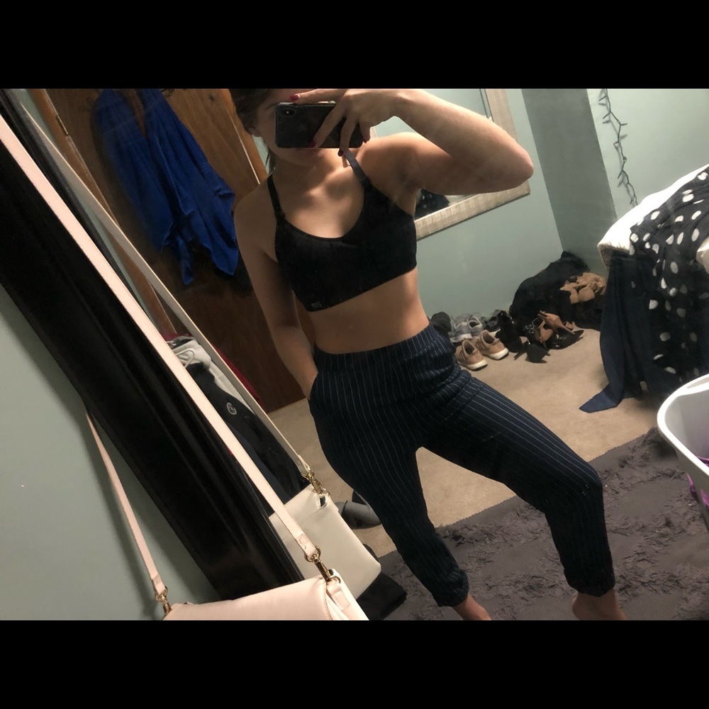 Striped high waisted pants